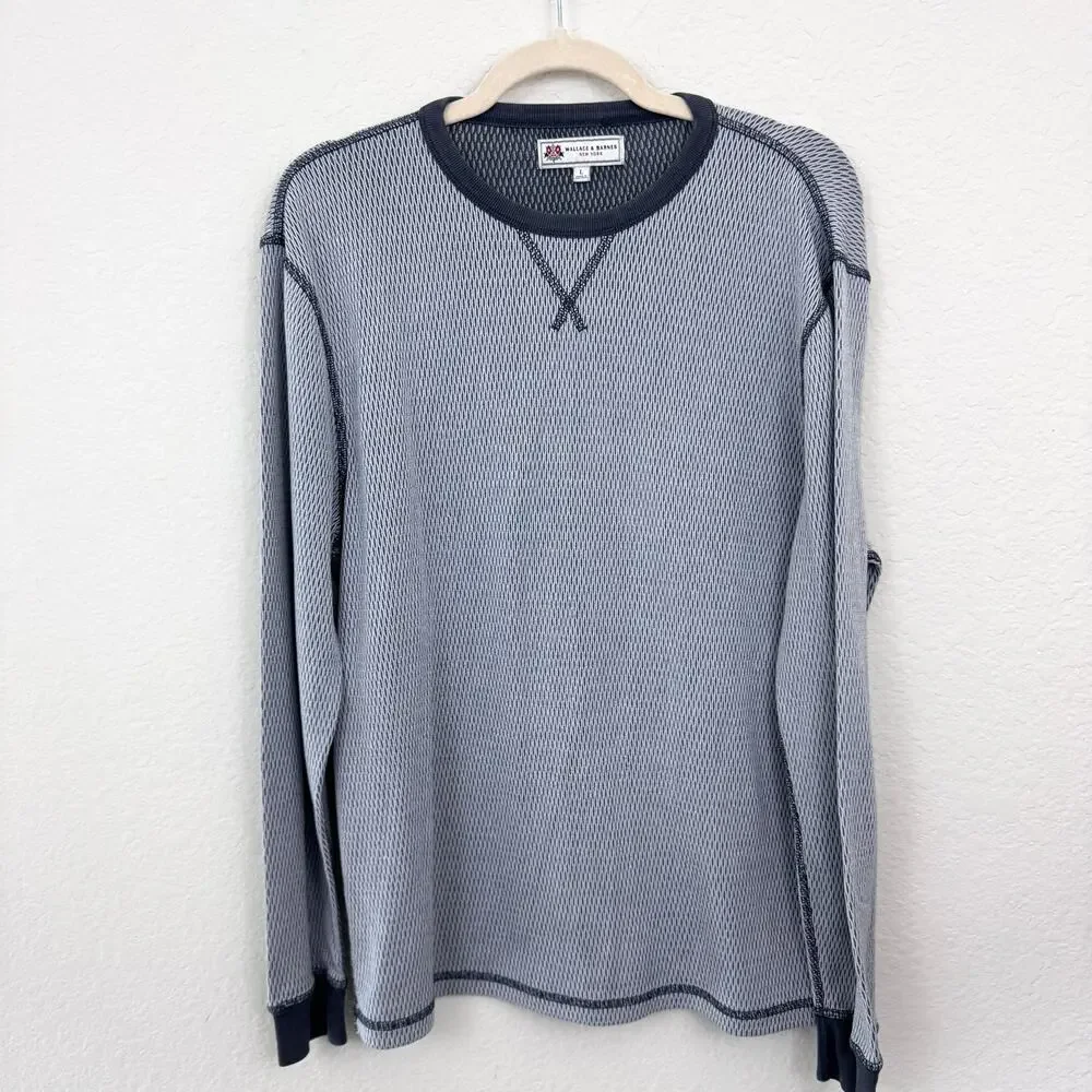 J. Crew Wallace & Barnes Mens Long Sleeve Honey Comb Knit Shirt Sz L Casual Gray